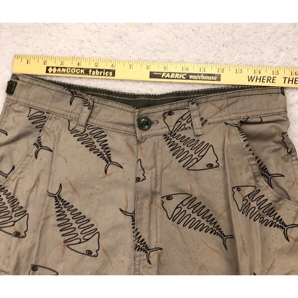 Y2K Cargo Board Shorts Trunk Men 30 Fish Skeletons Surf Skater Baggy Street RARE - Picture 13 of 16